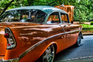 Classic Orange Car in Park Edit